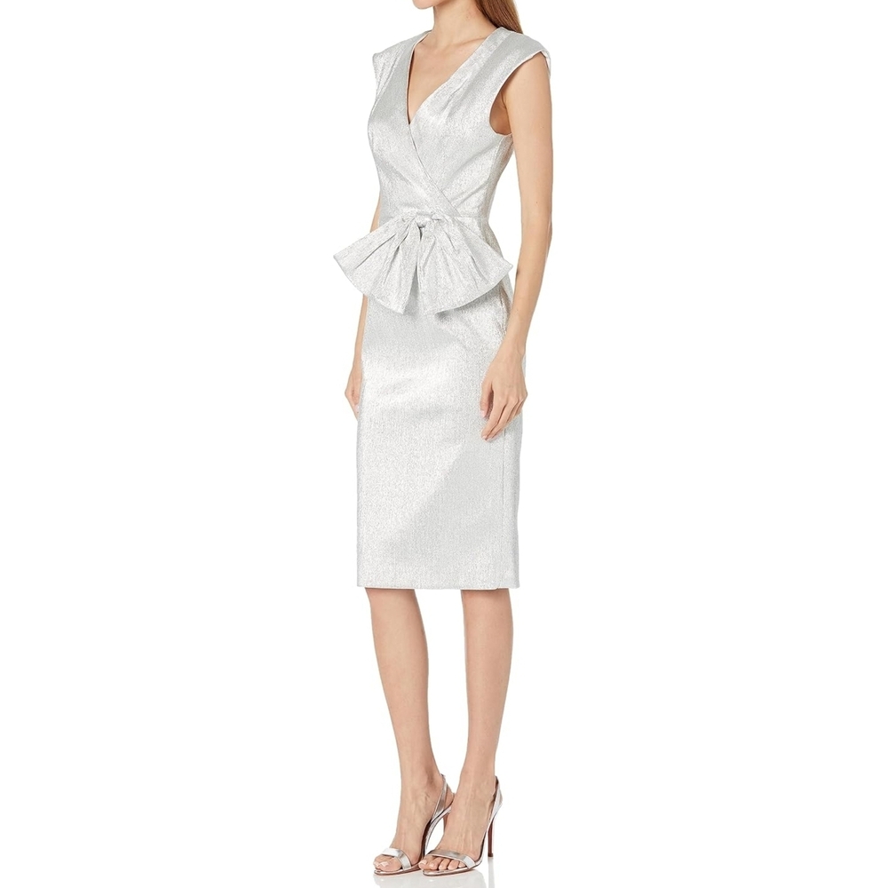 Black Halo Silver Midi Dress